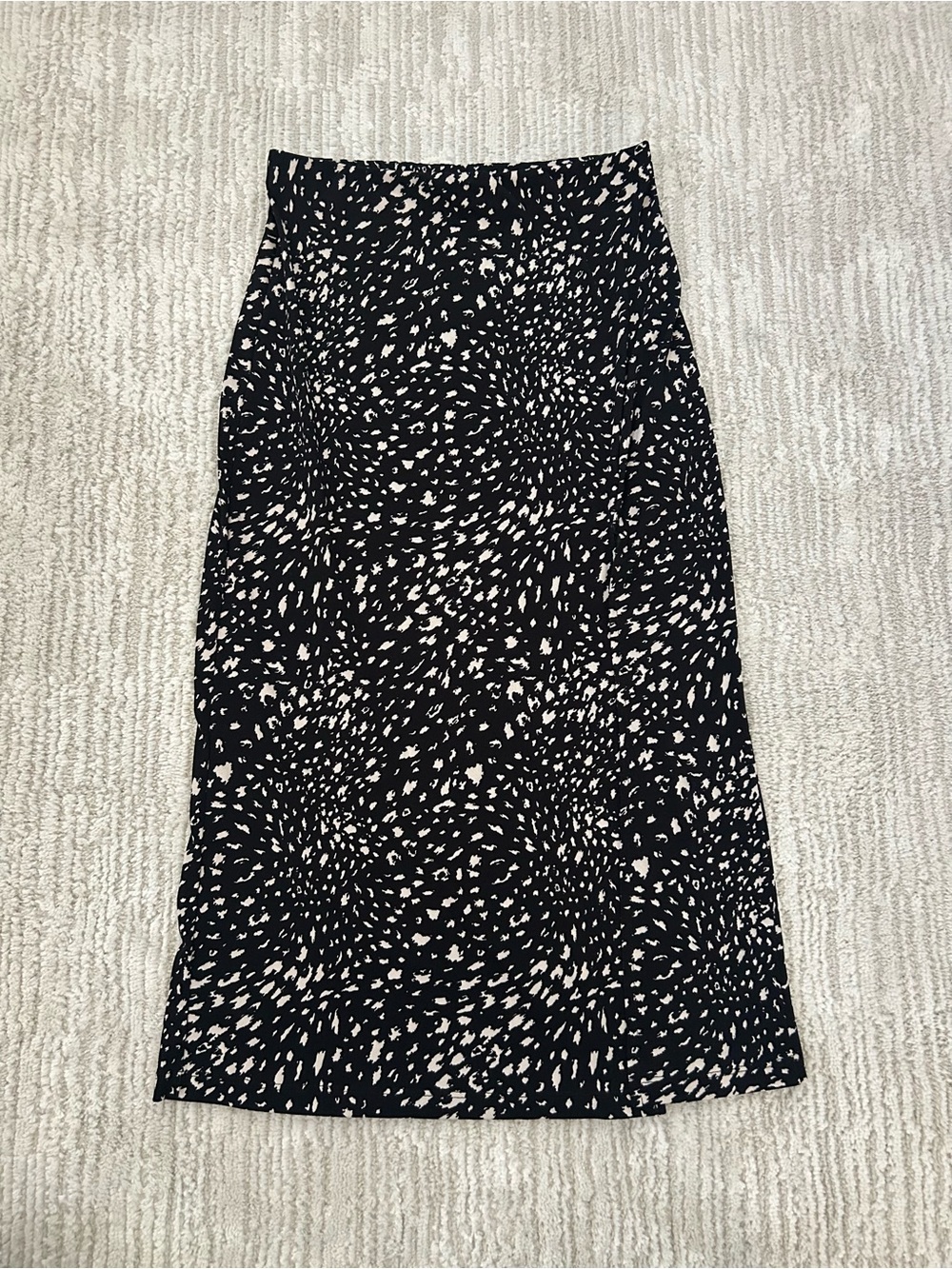 Windsor Black Midi Skirt with White Abstract Spot Print